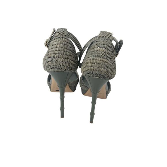 Ralph Lauren Collection Raffia Ankle Strap Platform Stiletto Heels Peep Toe 10.5 - Picture 6 of 12